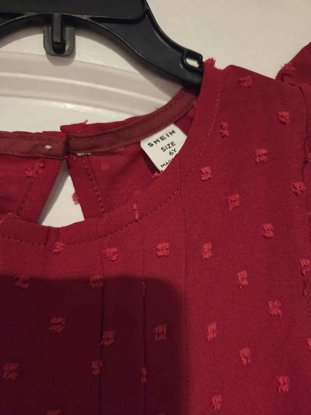 SHEIN Red Swiss Dot Flutter Sleeve Dress